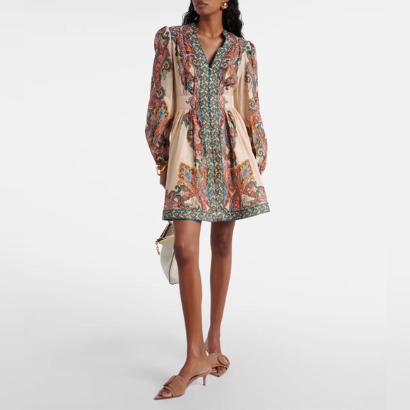Zimmermann Dresses & Skirts - NWT ZIMMERMANN‎ size 0P 2P 2 petite Ottie Plunge paisley linen mini dress multi